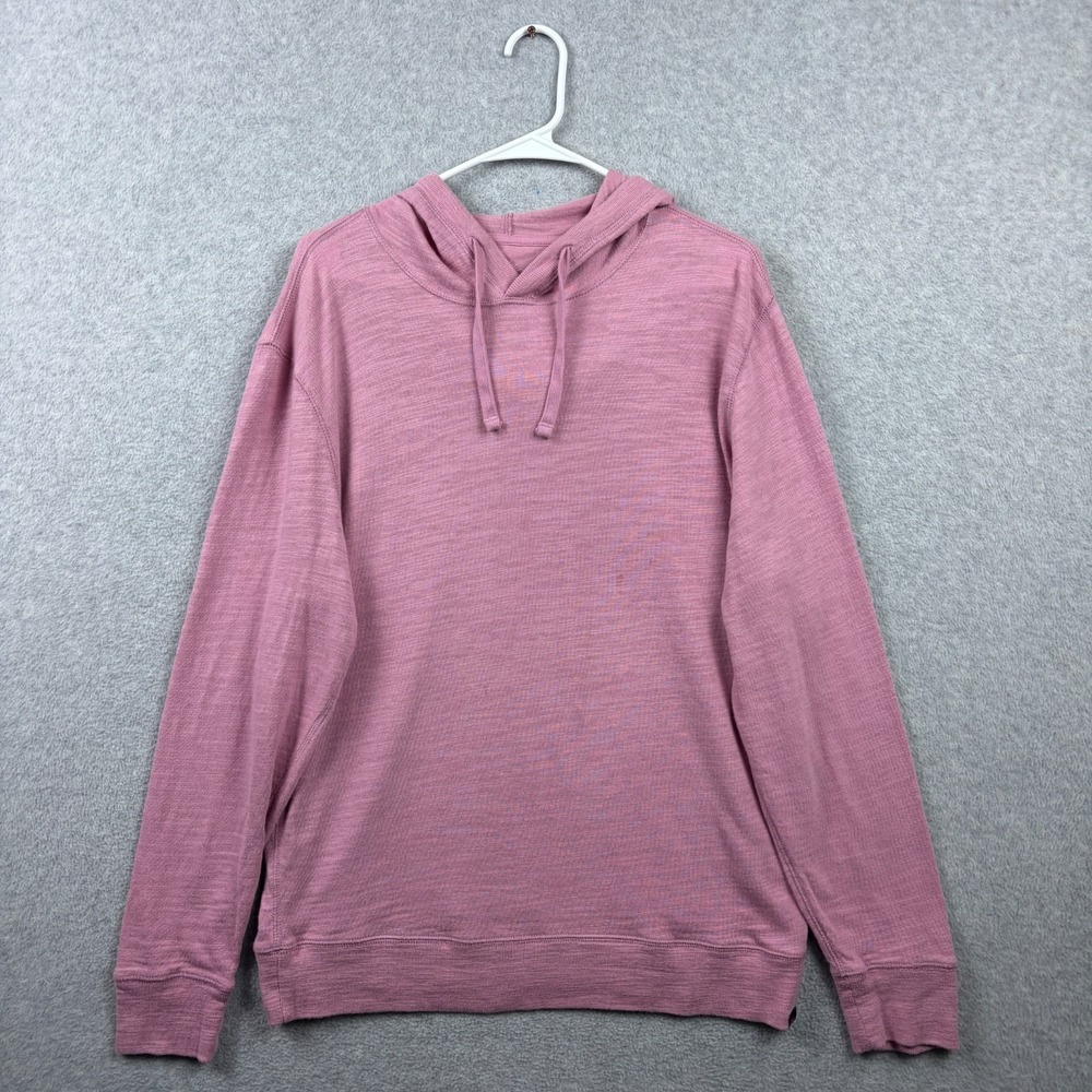 Faherty Hoodie Mens Large Faded Flag Pink Organic Cotton Sunwashed Slub Pullover